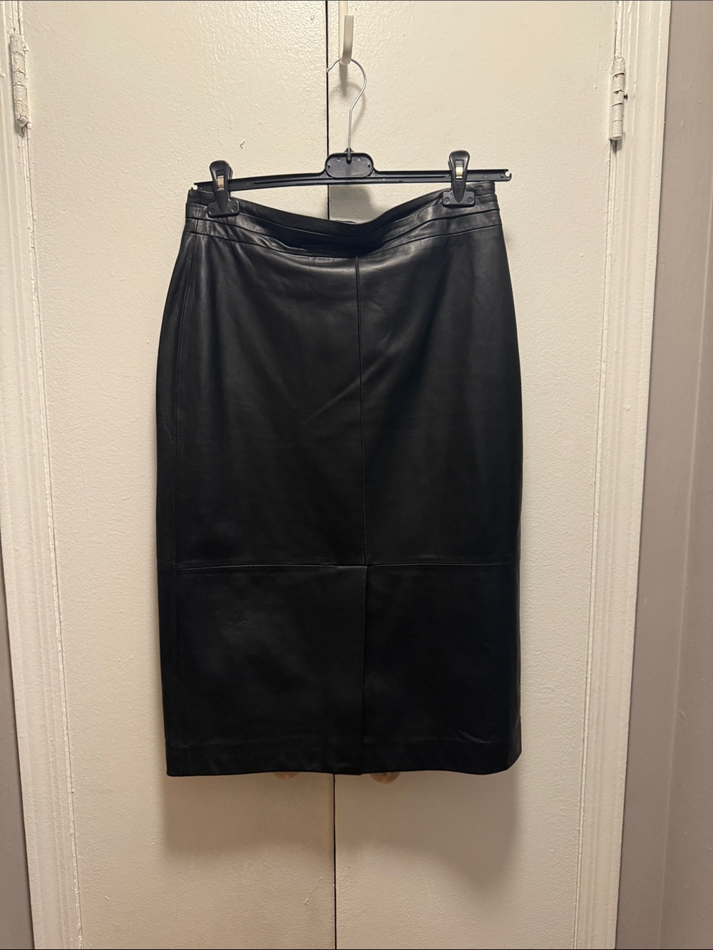 Reiss Black Leather Pencil Skirt